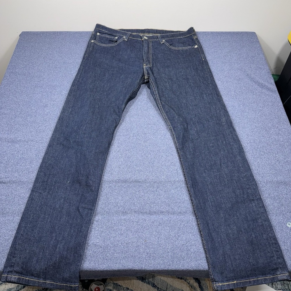Levis 513 Jeans Mens 34x32 Blue Straight Leg Slim Stretch Denim Pants Dark Wash